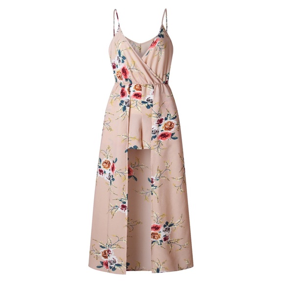 Beige floral jumper suite romper - Picture 3 of 6